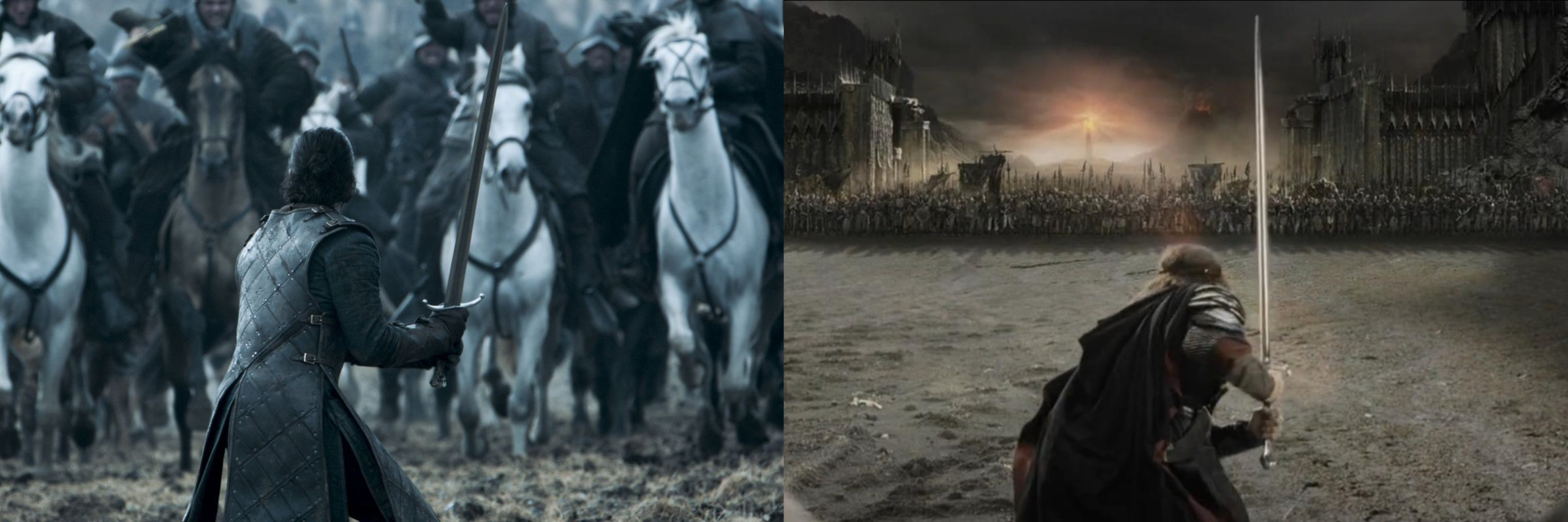 GRRM's Game of Thrones & Tokien's LotR side by side. 