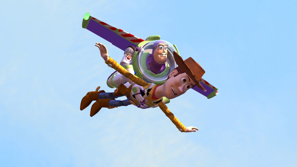 woody and buzz fly
